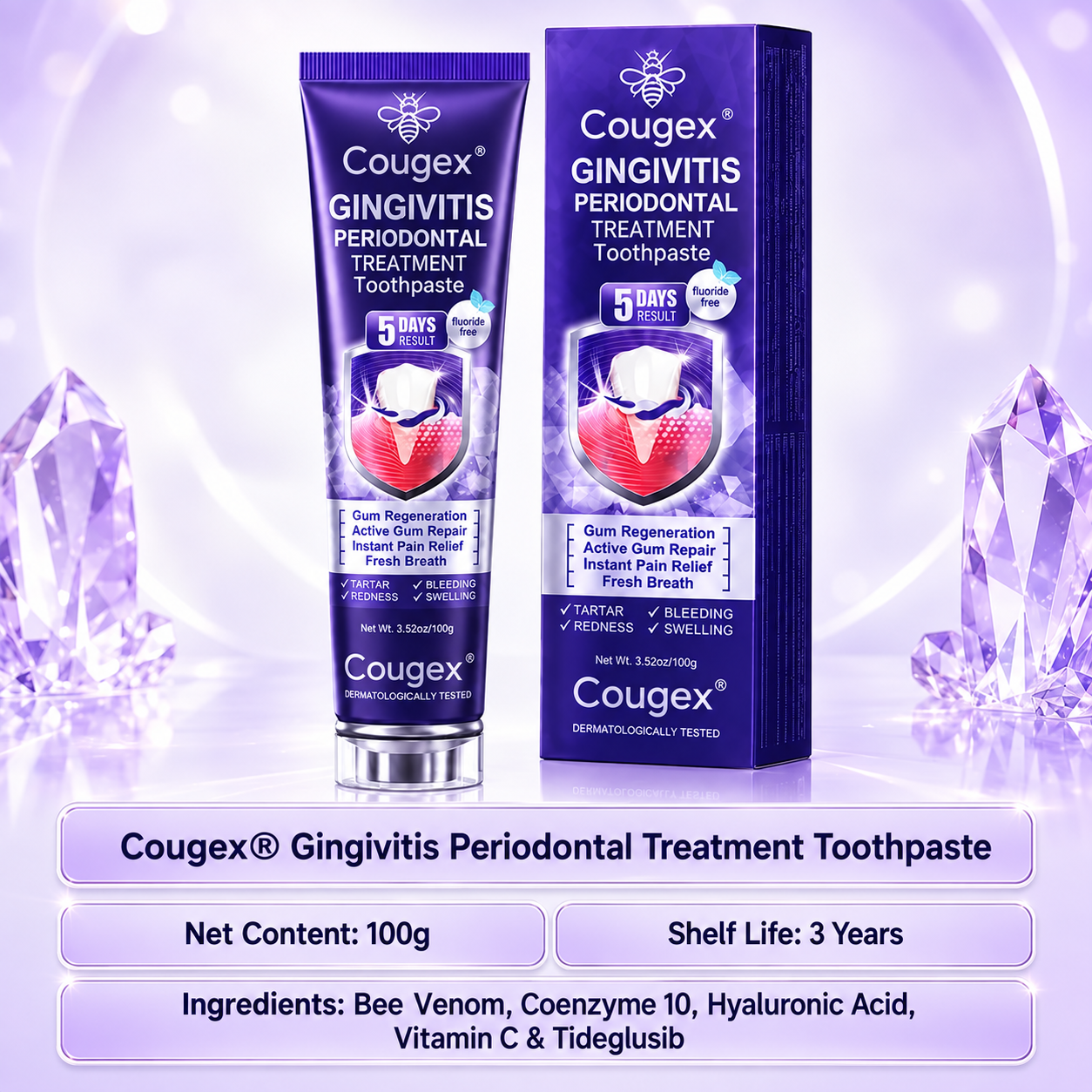 Cougex® gingivitis toothpaste with bee venom and Coenzyme Q10