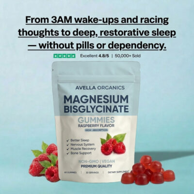 Avella Organics zero-sugar magnesium gummies